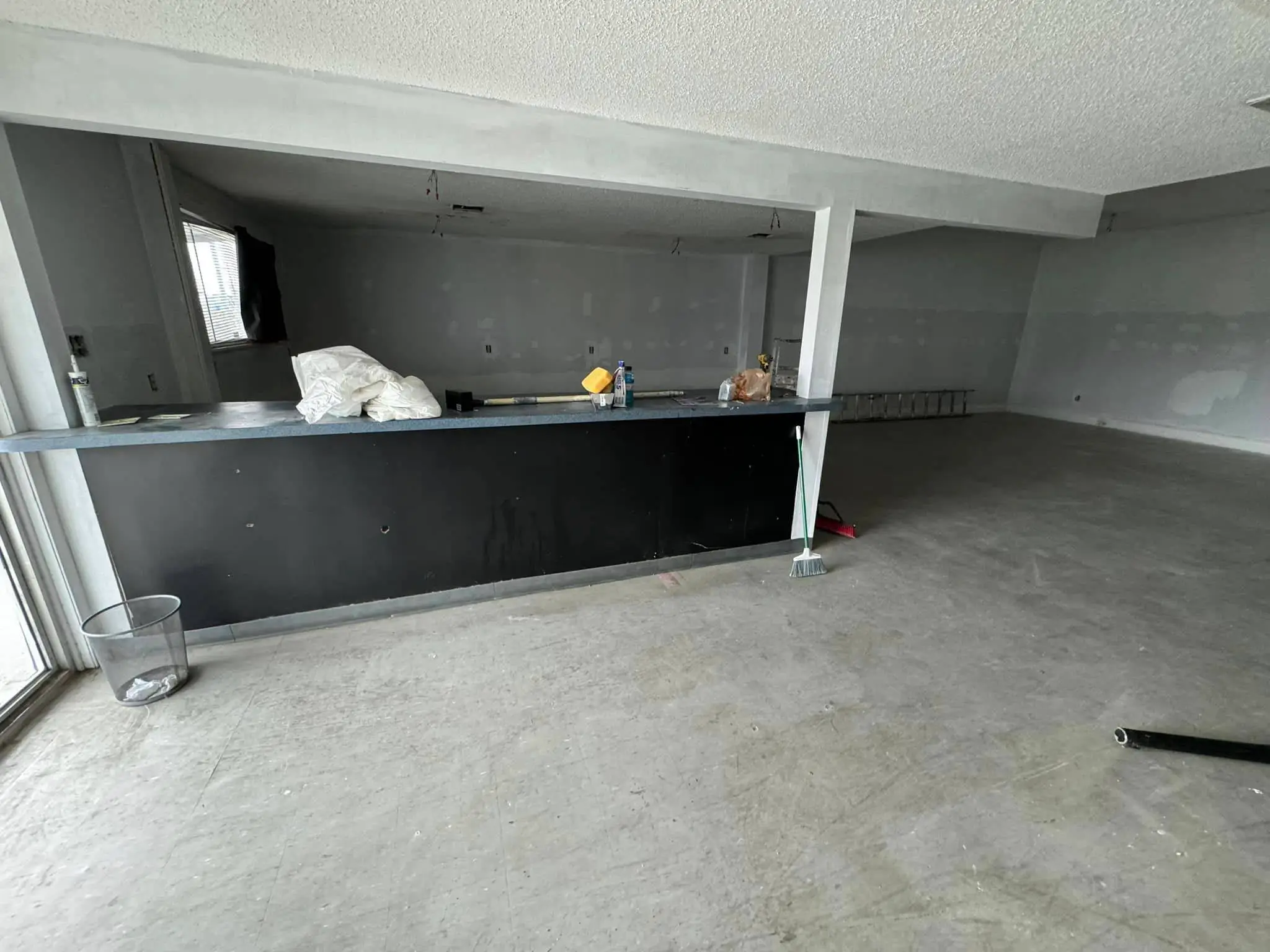 Whole-business audio and video in a Westbank building: interior wide photo, brighter toward the bottom.