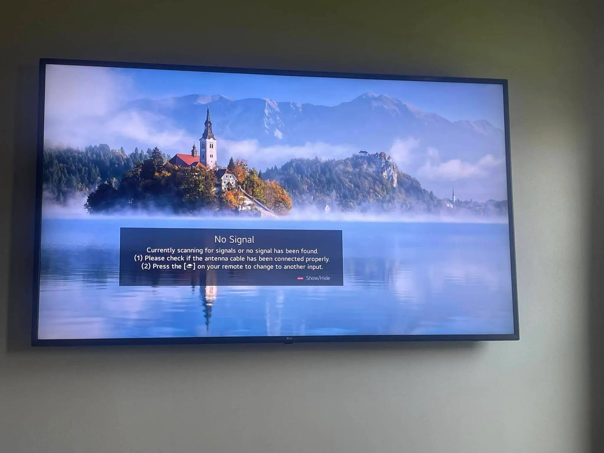 Home theater screen or rack on the Westbank: interior wide photo, blue light, brighter toward the bottom.