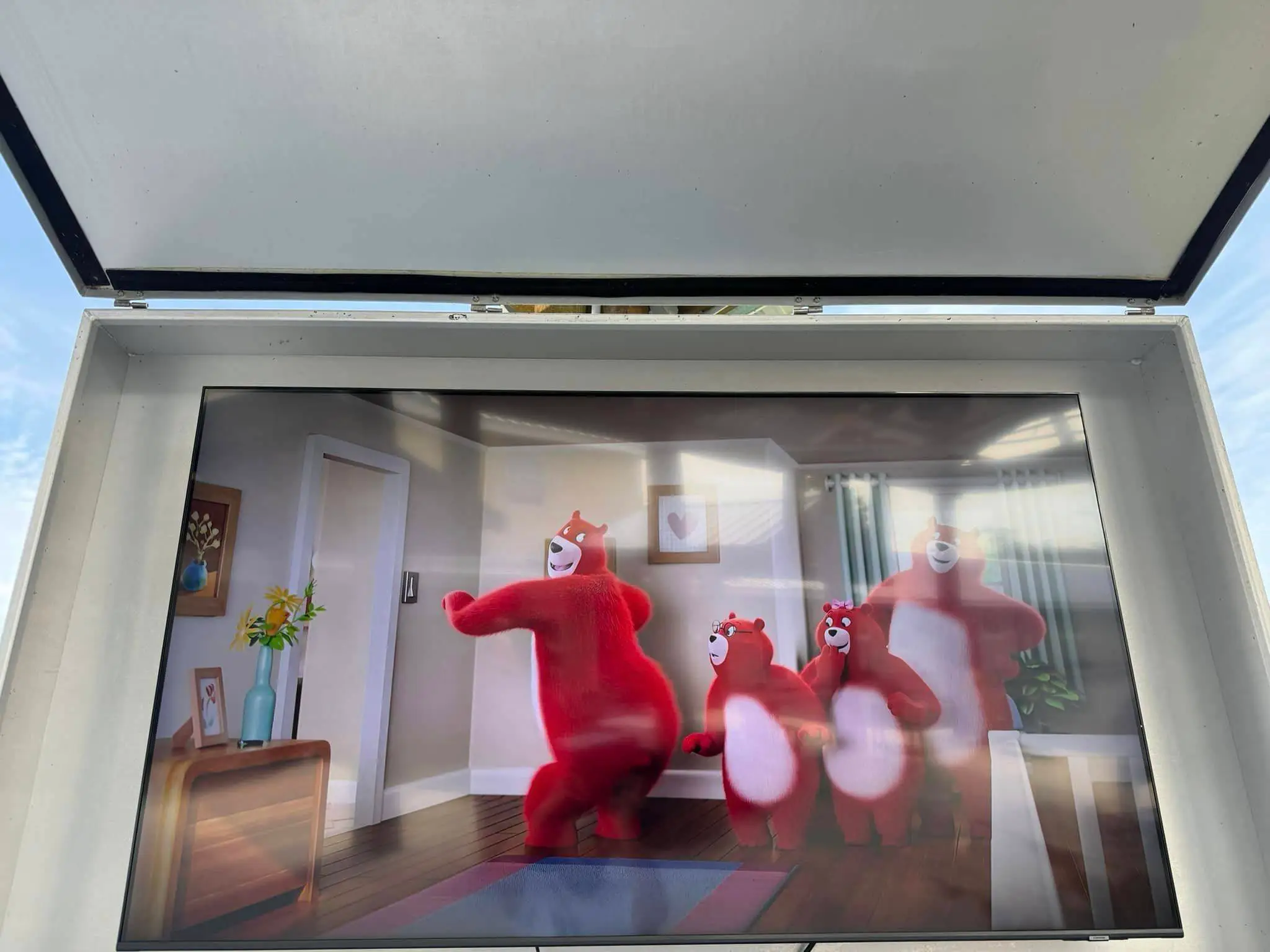 Home theater screen or rack on the Westbank: interior wide photo, brighter toward the top, photo 8.